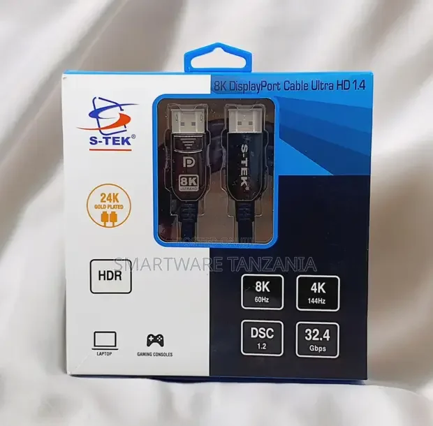 S-tek Displayport 1.4 Cable 32.4gbps 144hz Hdr Dsc - Buy in Dar es Salaam, Tanzania | Smartware