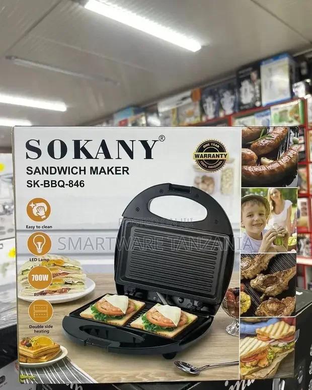 Sandwich Maker 750w With Non-stick, Stainless Steel Plate