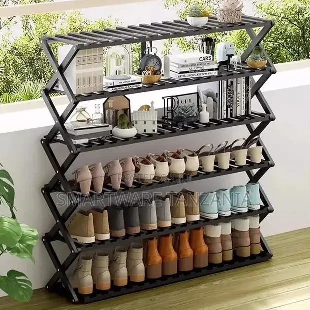 Black Foldable Bamboo Shoe Rack for Entryway - Buy in Dar es Salaam, Tanzania | Smartware