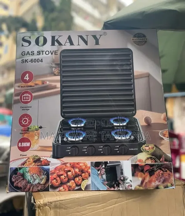 Sokany 4-burner Gas Stove - Cast Iron Burners Auto-ignition - Buy in Dar es Salaam, Tanzania | Smartware