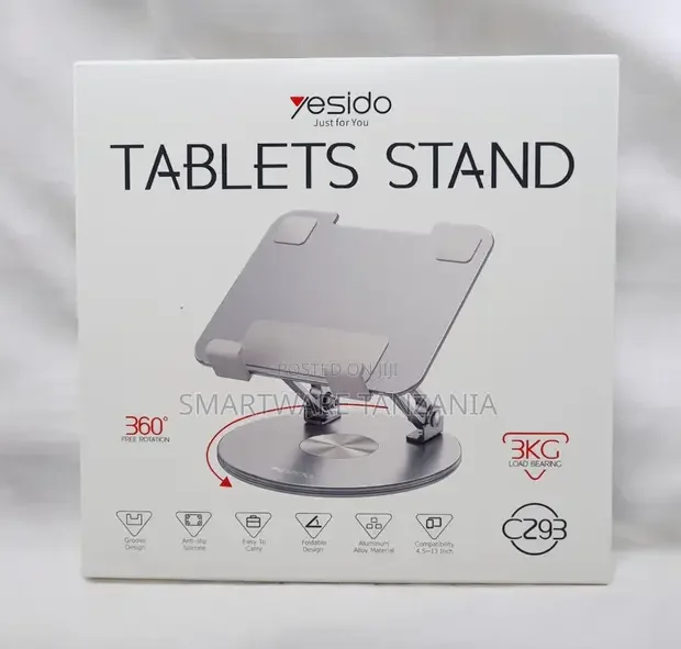 Tablet Stand Adjustable, Swivel iPad Stand 360 Rotating Base
