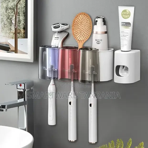 Toothbrush Holder Wall Mounted With Toothpaste Squeezer - Buy in Dar es Salaam, Tanzania | Smartware