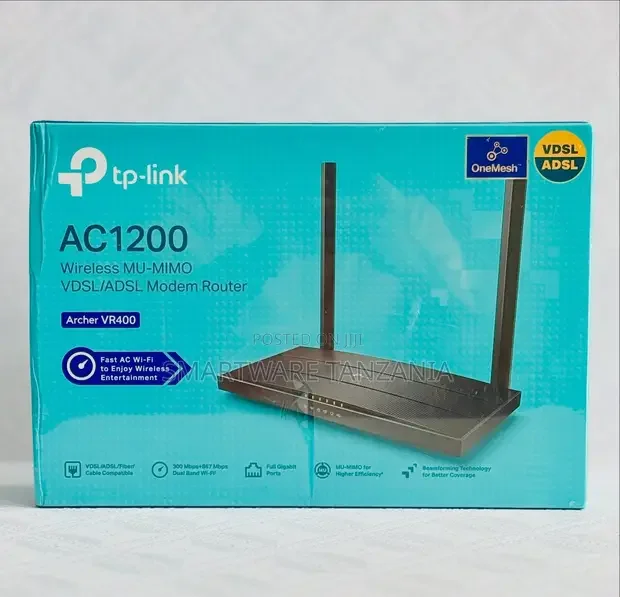 Tp-Link Ac1200 VDSLAdsl Modem Router - Archer Vr400 Dual Band