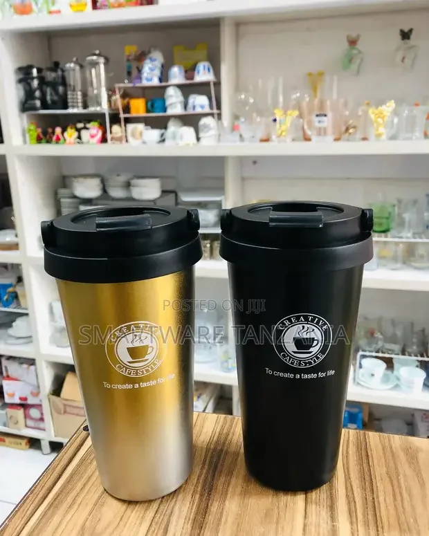 Travel Coffee Mug Black Thermal Cup Wide Mouth Tumbler