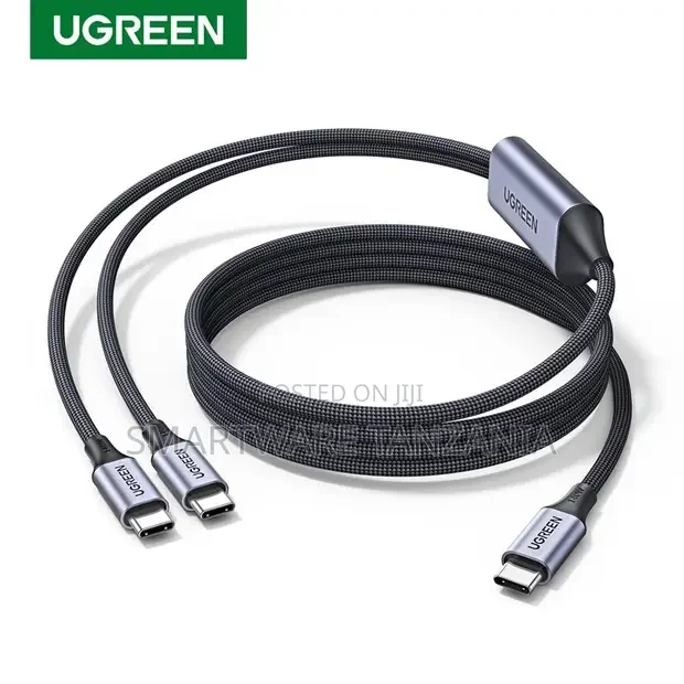 Ugreen 140w 2-in-1 Usb-C to Usb-C Cable 6.6ft Fast Charging Nylon Cord