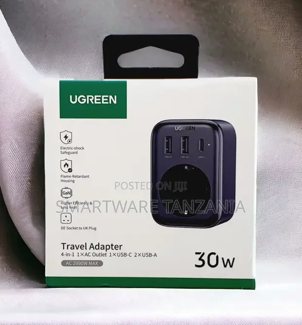 Ugreen 30W GaN Travel Adapter DE to UK - Buy in Dar es Salaam, Tanzania | Smartware