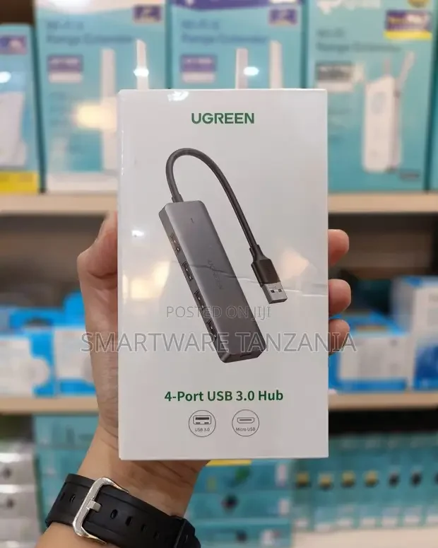 Ugreen 4-Port Usb 3.0 Hub Micro Usb Power 5gbps High Speed Splitter