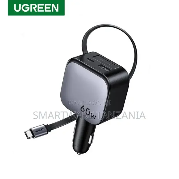 Ugreen 60W USB C Car Charger with Retractable Cable - Buy in Dar es Salaam, Tanzania | Smartware
