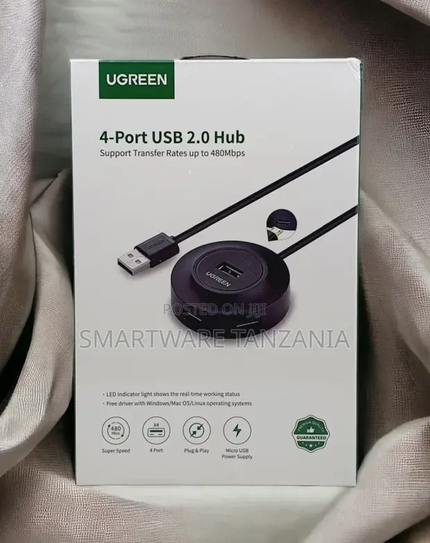 Ugreen Usb 2.0 4-port Hub 480mbps Data Transfer Adapter - Buy in Dar es Salaam, Tanzania | Smartware