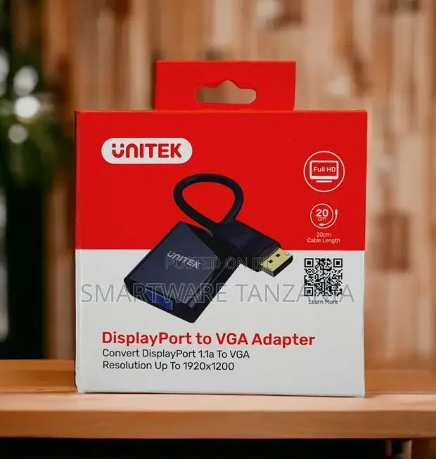 Unitek DisplayPort to VGA Adapter Full HD 1920x1200 - Buy in Dar es Salaam, Tanzania | Smartware