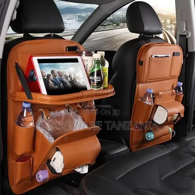Universal Car Leather Storage Bag With Folding Dining Table
