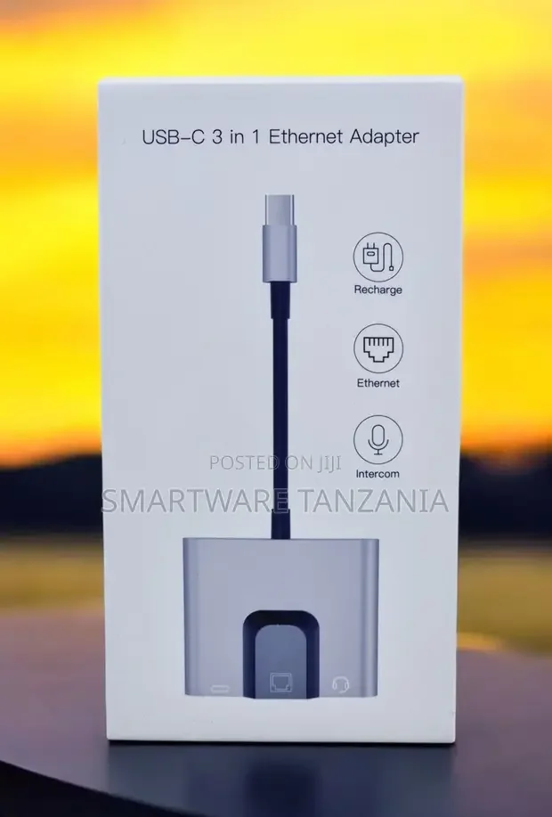 USB-C 3 in 1 Ethernet Adapter with Charging & Audio - Buy in Dar es Salaam, Tanzania | Smartware
