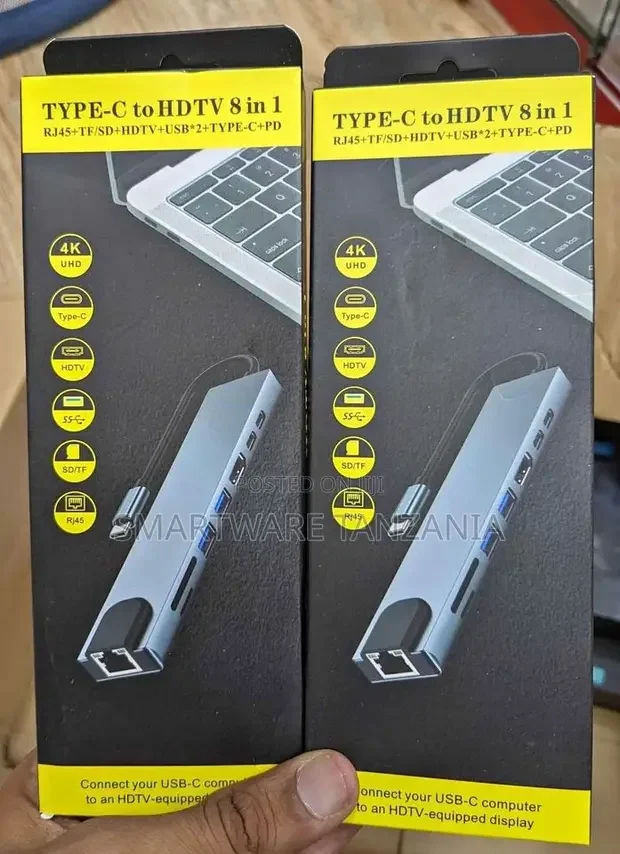 USB C Hub 8 In 1 Type C Hub Adapter With 1gbps Ethernet - Buy in Dar es Salaam, Tanzania | Smartware