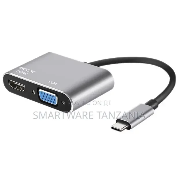 USB Type C to HDMI VGA Adapter 2 in 1 HDMI VGA Simultaneous