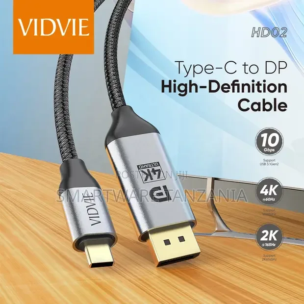 Vidvie 2m Braided USB-C to DisplayPort Cable 60Hz 165Hz - Buy in Dar es Salaam, Tanzania | Smartware