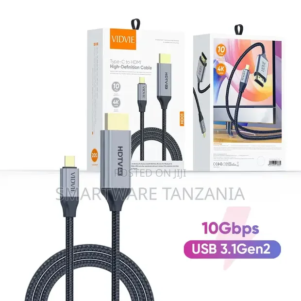 Vidvie Braided USB-C to HDMI Adapter Cable - Buy in Dar es Salaam, Tanzania | Smartware