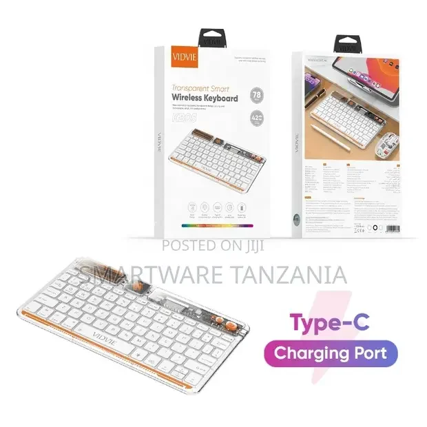 Vidvie Kb05 Ultra Slim Transparent 78-key Led Wireless Keyboard - Buy in Dar es Salaam, Tanzania | Smartware