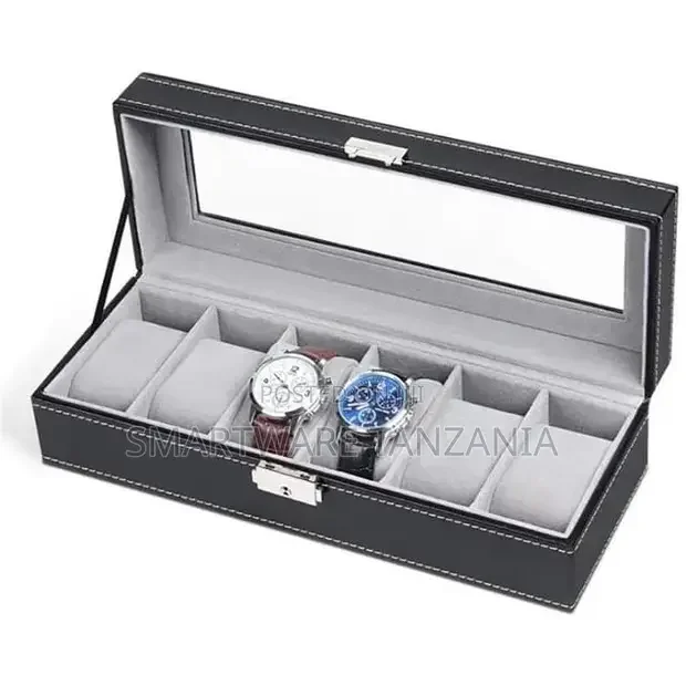 6 Slot Leather Watch Box Display Case Organizer - Buy in Dar es Salaam, Tanzania | Smartware