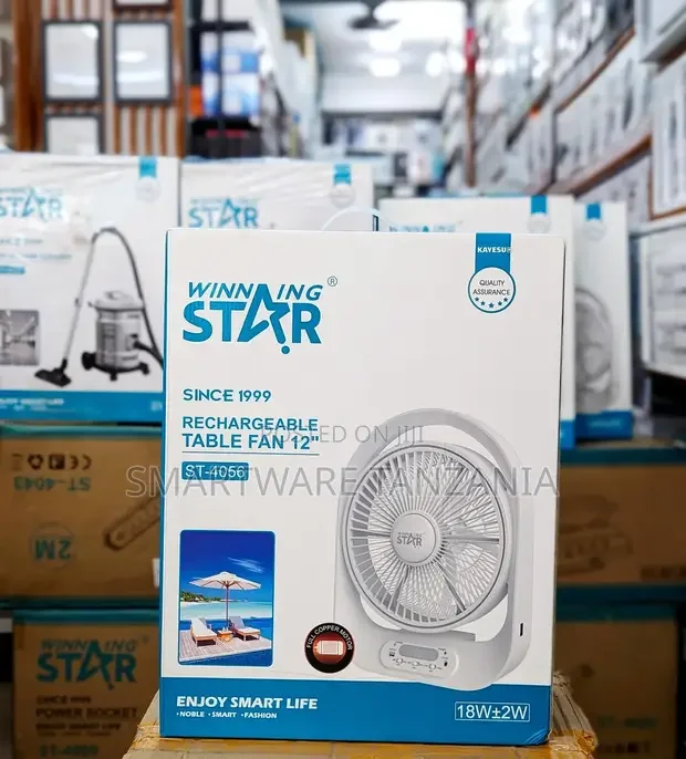 Winningstar 12 Desktop Rechargeable Fan With LED - Buy in Dar es Salaam, Tanzania | Smartware