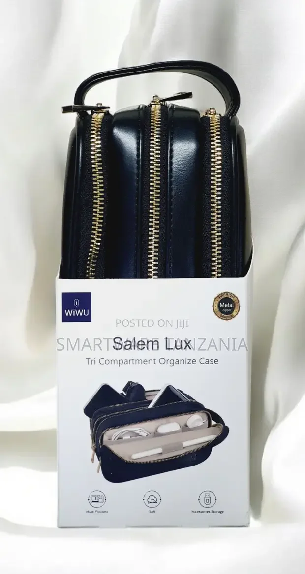 Wiwu Salem Lux Tri Compartment Black Leather Organizer Case - Buy in Dar es Salaam, Tanzania | Smartware