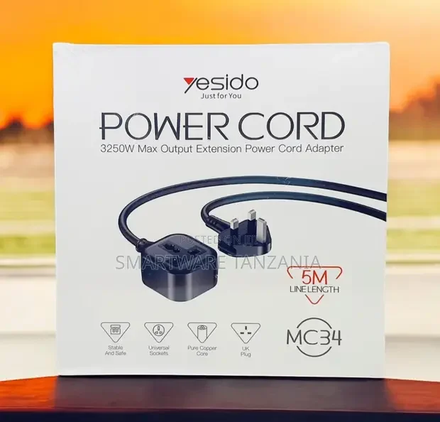 Yesido 5m UK Plug to Universal Plug Power Extension Cable - Buy in Dar es Salaam, Tanzania | Smartware
