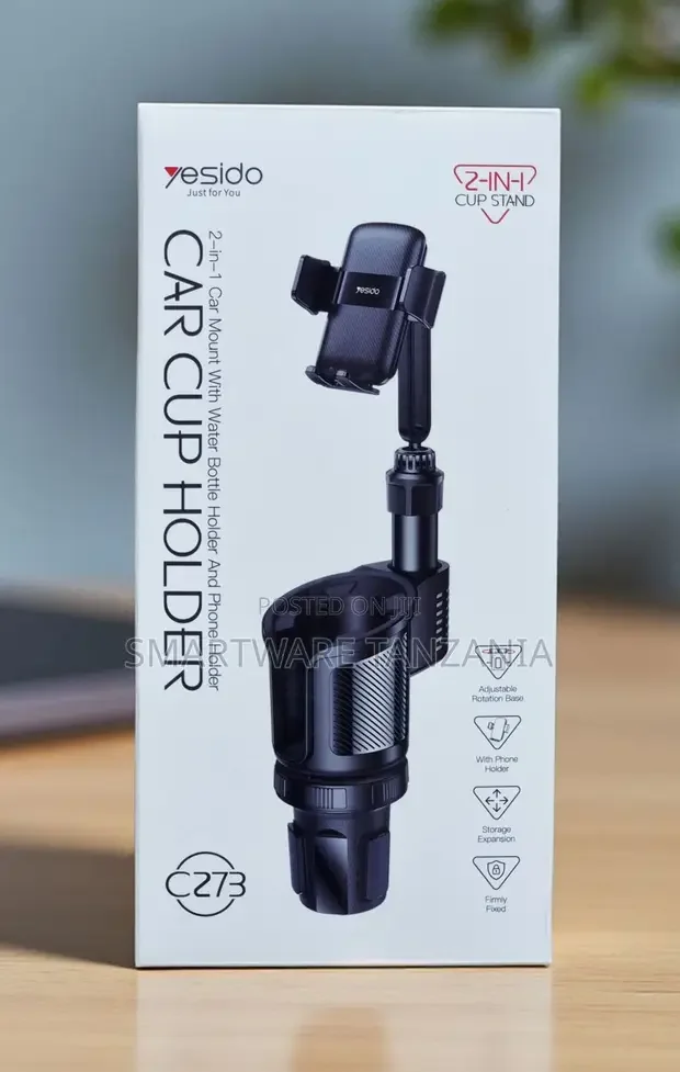 Yesido C273 2-in-1 Car Cup Holder With Phone Mount - Buy in Dar es Salaam, Tanzania | Smartware