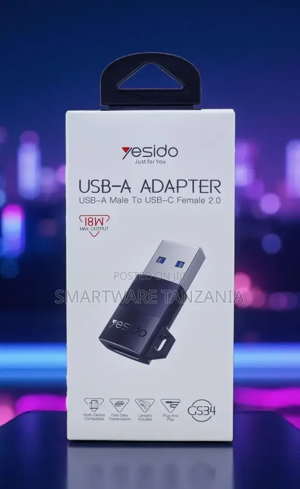 Yesido GS34 USB-A to USB-C Female Adapter 18W - Buy in Dar es Salaam, Tanzania | Smartware
