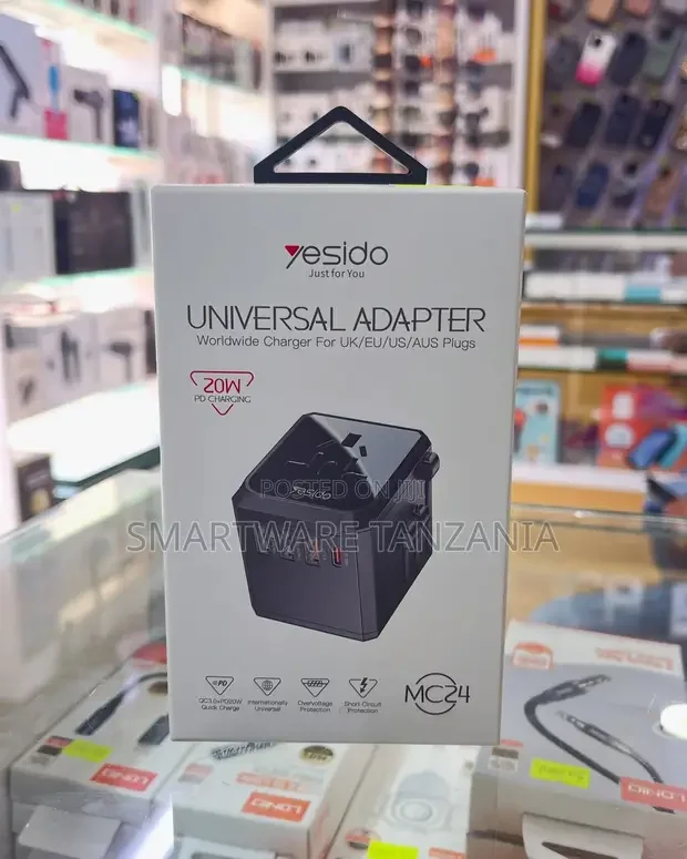 Yesido MC24 Universal Travel Adapter 20W PD QC Fast Charge - Buy in Dar es Salaam, Tanzania | Smartware