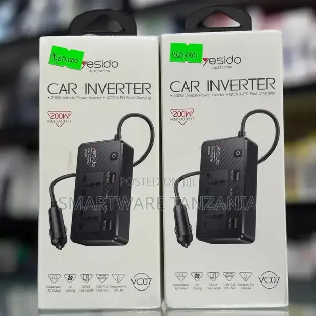 Yesido VC07 200W Car Inverter Fast Charging Adapter - Buy in Dar es Salaam, Tanzania | Smartware