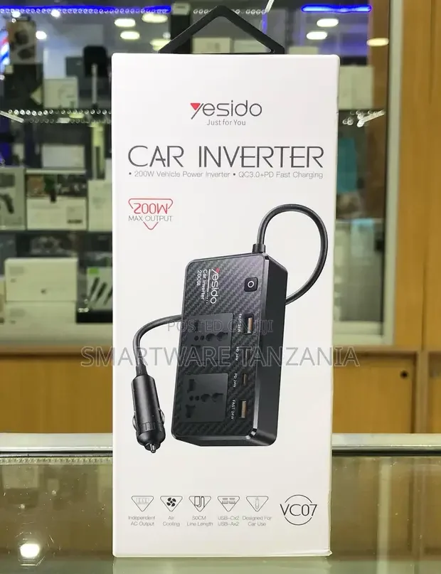 Yesido VC07 200W Car Power Inverter - Buy in Dar es Salaam, Tanzania | Smartware