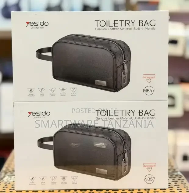 Yesido Wb57 Leather Toiletry Bag Splash-Proof With Built-in Handle