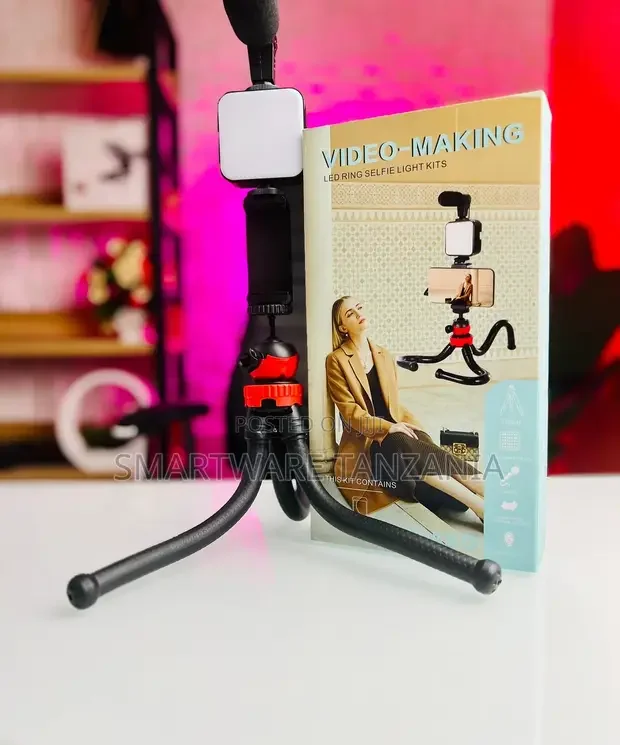 Youtube Starter Kit, Podcast Tripod, Led Light, Phone Holder